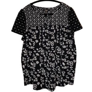 Multi pattern short sleeve top